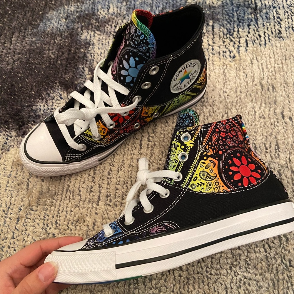 Converse Chuck Taylor All Star Pride Black High Top Shoes 🌈